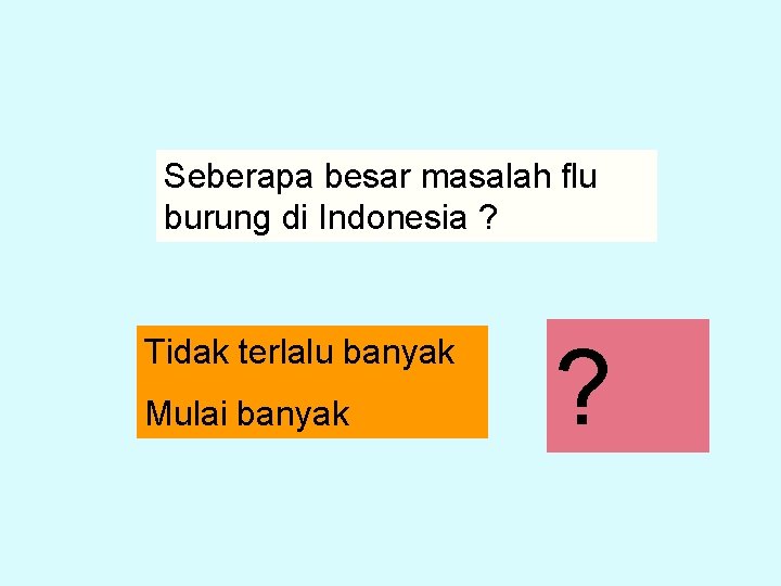 Seberapa besar masalah flu burung di Indonesia ? Tidak terlalu banyak Mulai banyak ?