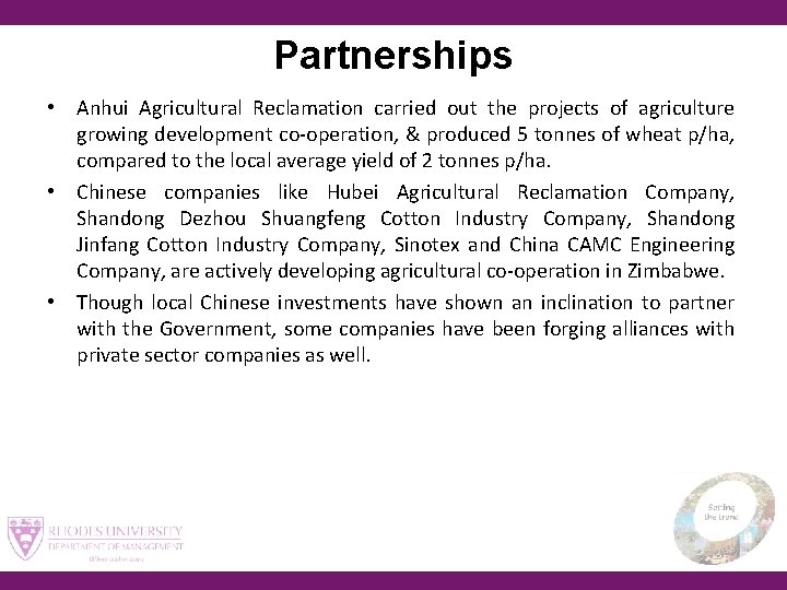 Partnerships • Anhui Agricultural Reclamation carried out the projects of agriculture growing development co