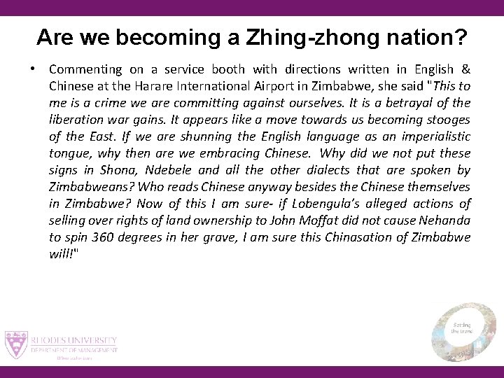 Are we becoming a Zhing-zhong nation? • Commenting on a service booth with directions