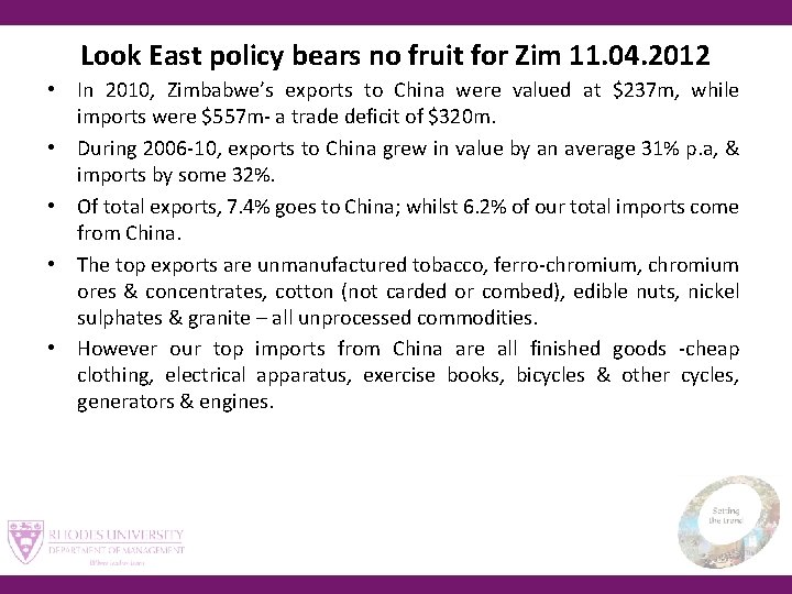 Look East policy bears no fruit for Zim 11. 04. 2012 • In 2010,
