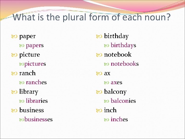 Singular Plural Nouns Chapter 2 Lesson 3 Objectives