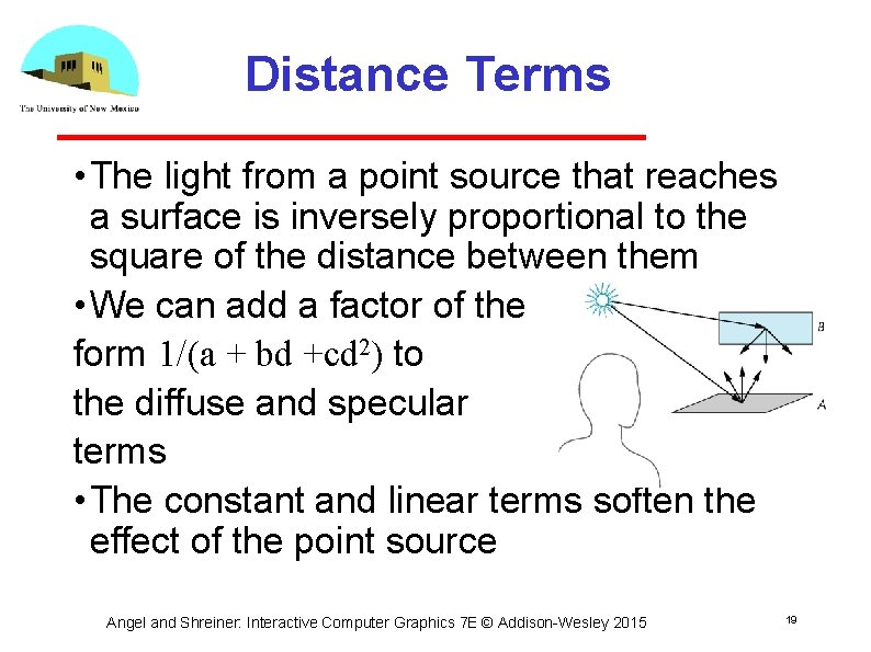 Distance Terms • The light from a point source that reaches a surface is