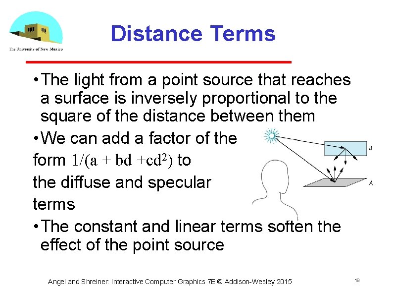 Distance Terms • The light from a point source that reaches a surface is