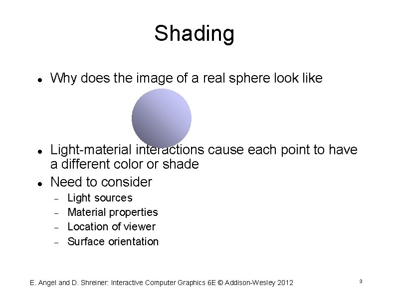 Shading Why does the image of a real sphere look like Light material interactions