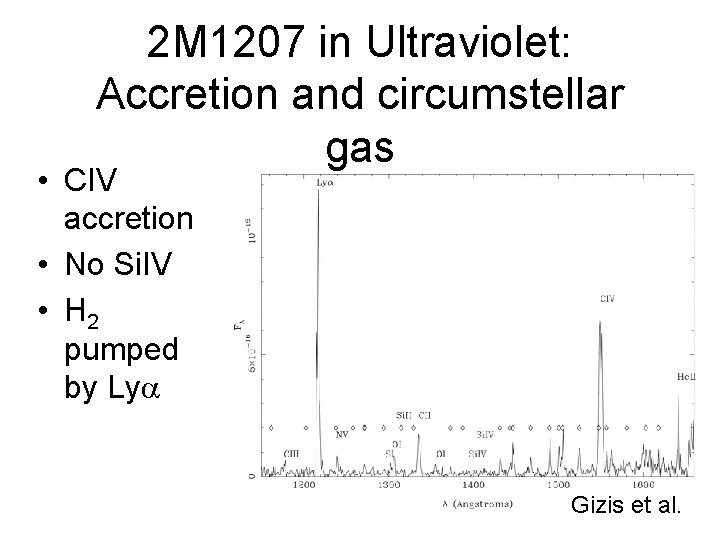 2 M 1207 in Ultraviolet: Accretion and circumstellar gas • CIV accretion • No