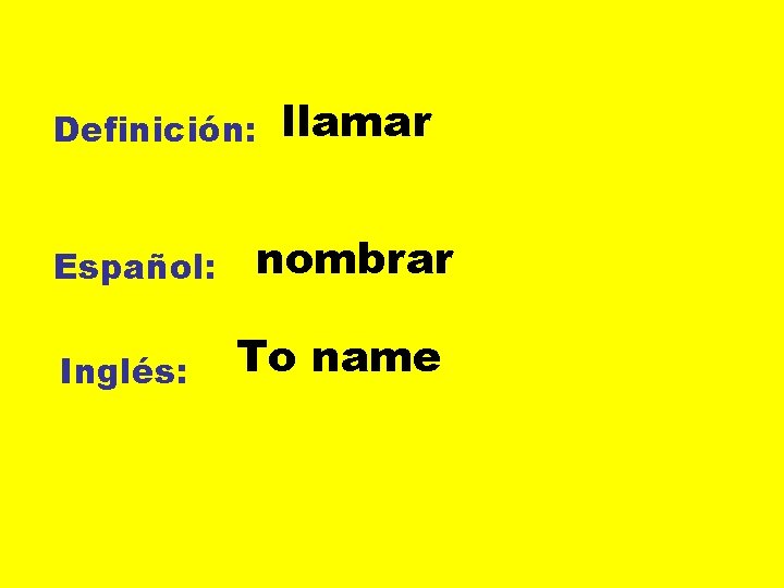 Definición: Español: Inglés: llamar nombrar To name 