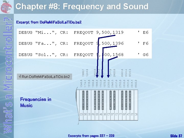 Chapter #8: Frequency and Sound Excerpt from Do. Re. Mi. Fa. Sol. La. Ti.