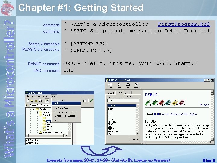 Chapter #1: Getting Started comment Stamp 2 directive PBASIC 2. 5 directive DEBUG command