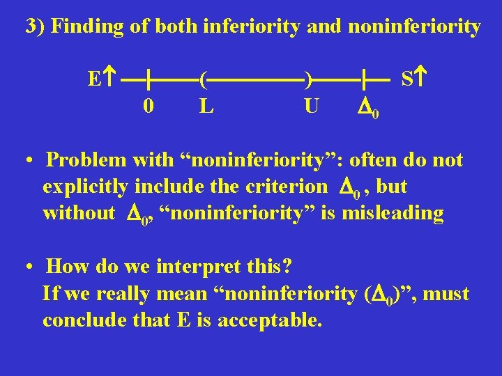 3) Finding of both inferiority and noninferiority E ( ) S 0 L U
