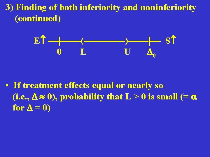 3) Finding of both inferiority and noninferiority (continued) E ( ) S 0 L