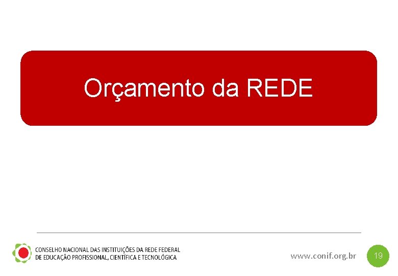 Orçamento da REDE www. conif. org. br 19 