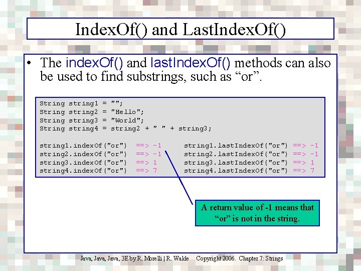 Index. Of() and Last. Index. Of() • The index. Of() and last. Index. Of()