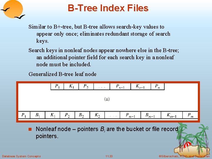 B-Tree Index Files Similar to B+-tree, but B-tree allows search-key values to appear only B-Tree Index Files Similar to B+-tree, but B-tree allows search-key values to appear only