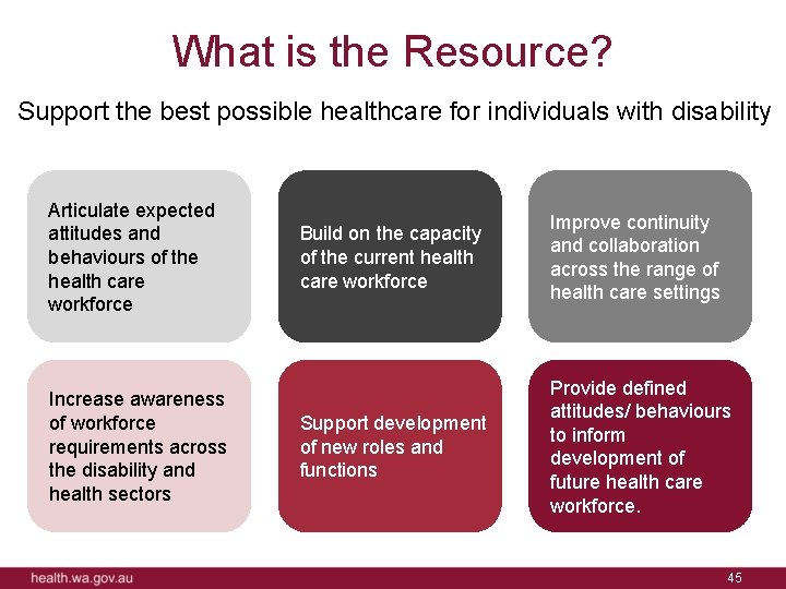 What is the Resource? Support the best possible healthcare for individuals with disability Articulate