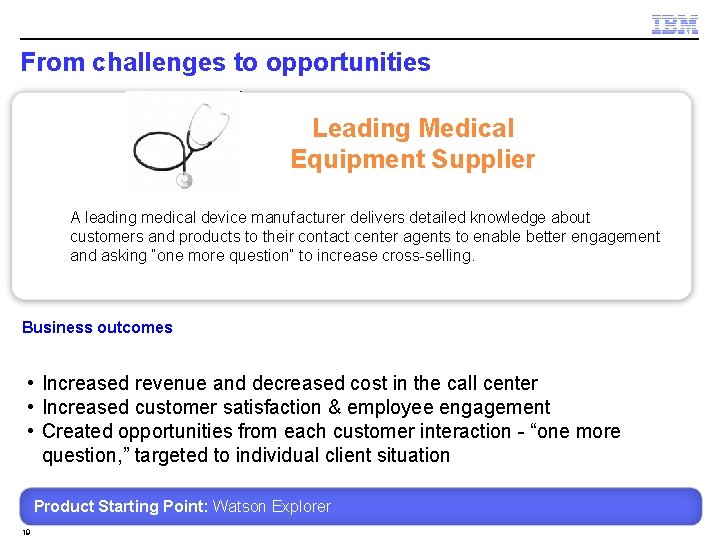 From challenges to opportunities Leading Medical Equipment Supplier A leading medical device manufacturer delivers