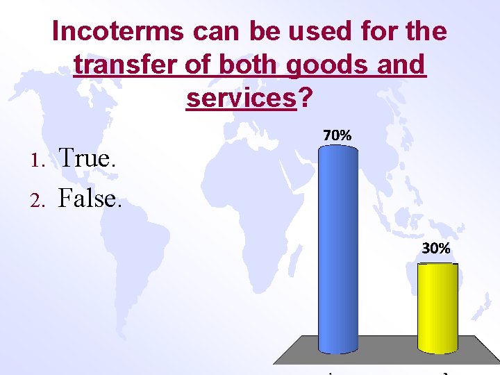 Incoterms can be used for the transfer of both goods and services? 1. 2.