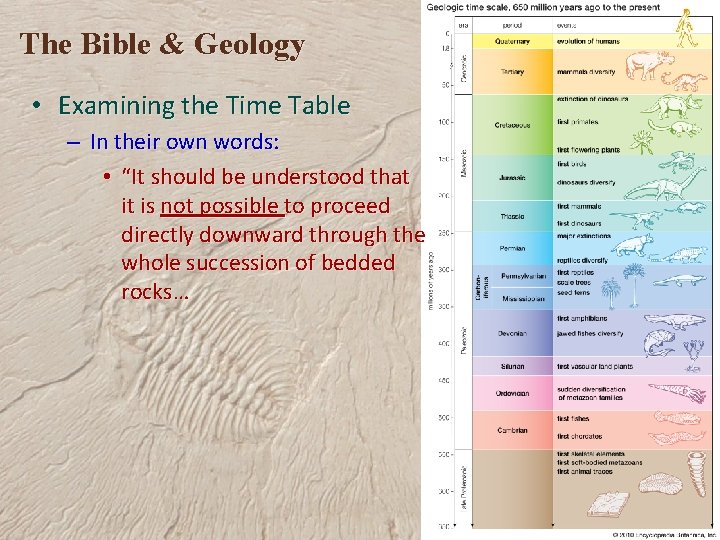 The Bible & Geology • Examining the Time Table – In their own words: