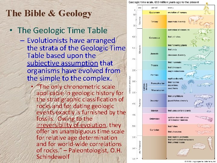 The Bible & Geology • The Geologic Time Table – Evolutionists have arranged the