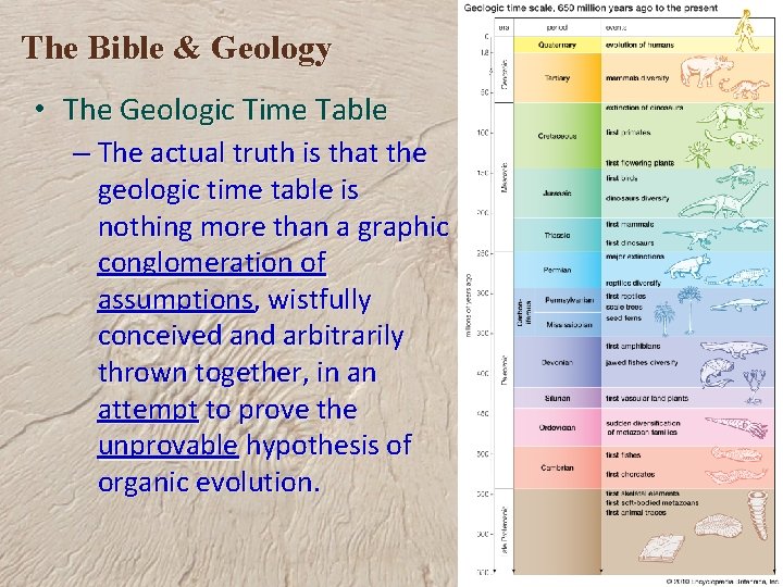 The Bible & Geology • The Geologic Time Table – The actual truth is