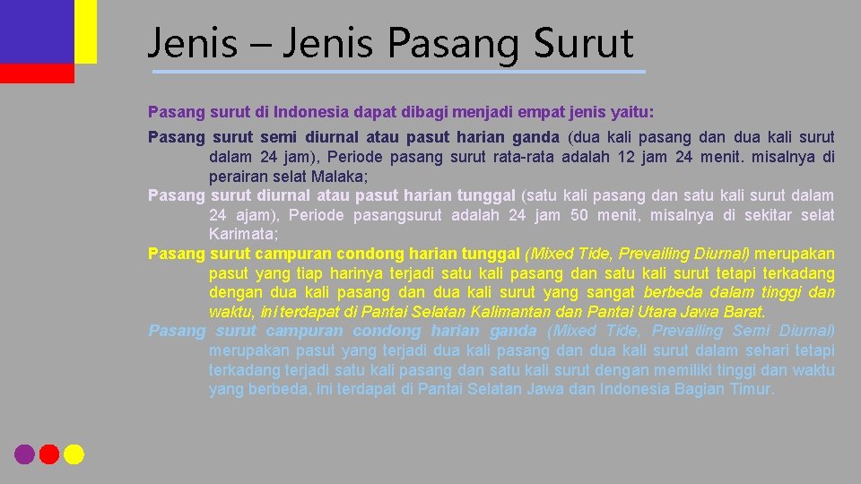 Jenis – Jenis Pasang Surut Pasang surut di Indonesia dapat dibagi menjadi empat jenis