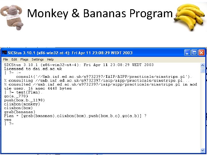 Monkey & Bananas Program 