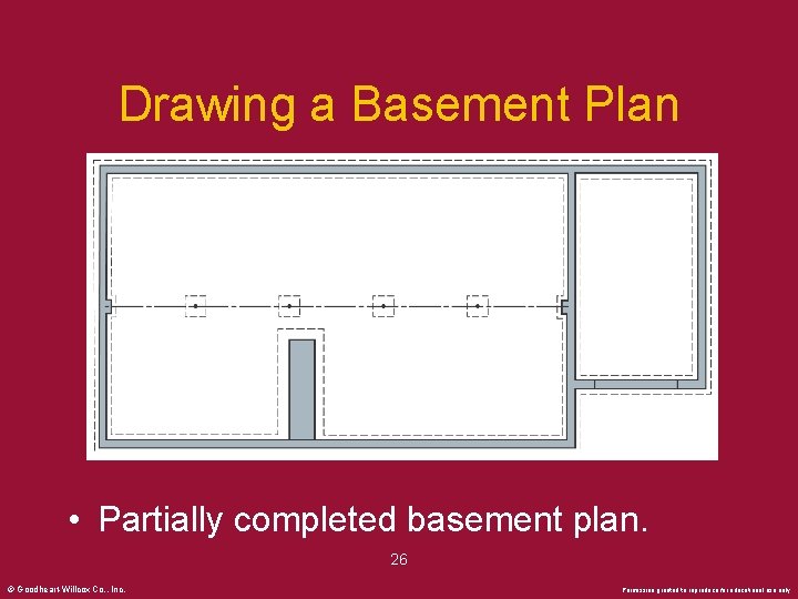 Drawing a Basement Plan • Partially completed basement plan. 26 © Goodheart-Willcox Co. ,