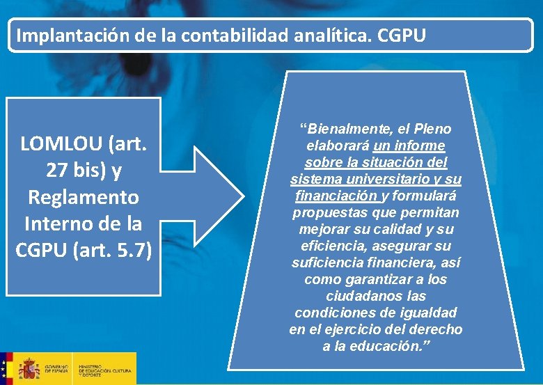 Implantación de la contabilidad analítica. CGPU LOMLOU (art. 27 bis) y Reglamento Interno de