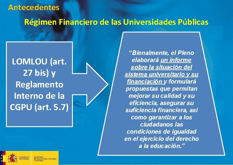 Antecedentes Régimen Financiero de las Universidades Públicas LOMLOU (art. 27 bis) y Reglamento Interno