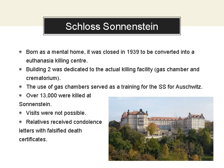 In two or. Sonnenstein three columns Schloss ◉ Born as a mental home, it