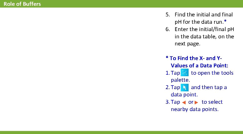 Role of Buffers 5. Find the initial and final p. H for the data