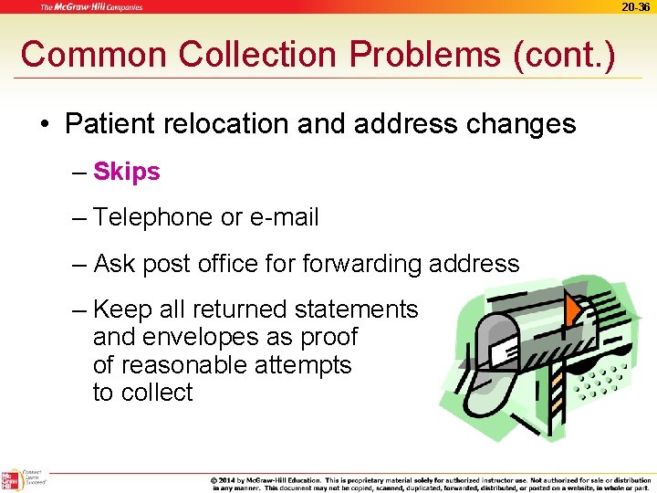 20 -36 Common Collection Problems (cont. ) • Patient relocation and address changes –