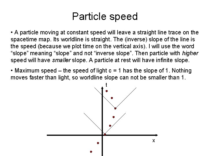 Particle speed • A particle moving at constant speed will leave a straight line