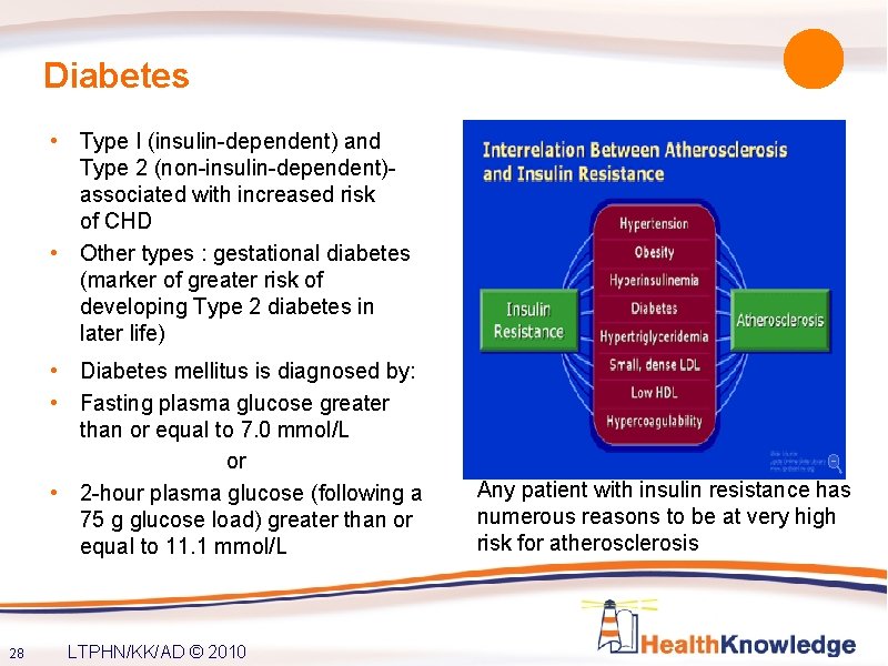 Diabetes • Type I (insulin-dependent) and Type 2 (non-insulin-dependent)- associated with increased risk of