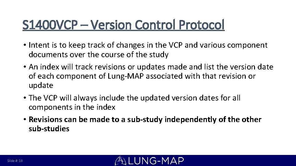 S 1400 VCP – Version Control Protocol • Intent is to keep track of