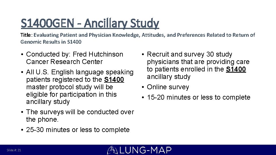 S 1400 GEN - Ancillary Study Title: Evaluating Patient and Physician Knowledge, Attitudes, and