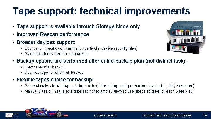 Tape support: technical improvements • Tape support is available through Storage Node only •