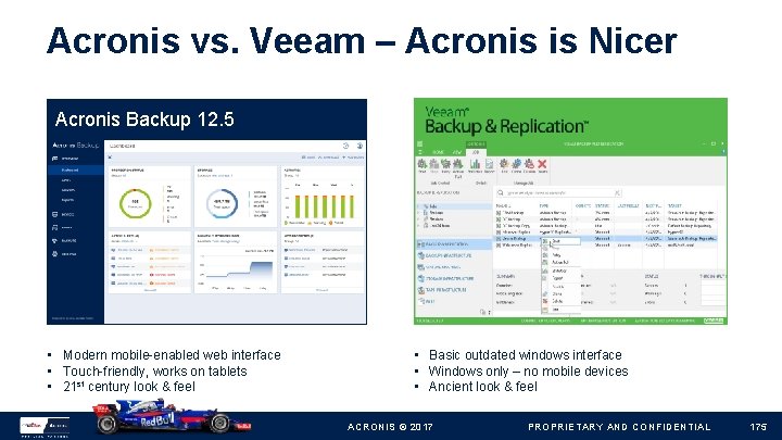 Acronis vs. Veeam – Acronis is Nicer Acronis Backup 12. 5 • Modern mobile-enabled