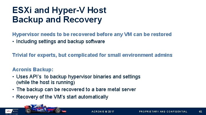ESXi and Hyper-V Host Backup and Recovery Hypervisor needs to be recovered before any