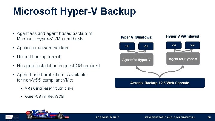 Microsoft Hyper-V Backup • Agentless and agent-based backup of Microsoft Hyper-V VMs and hosts