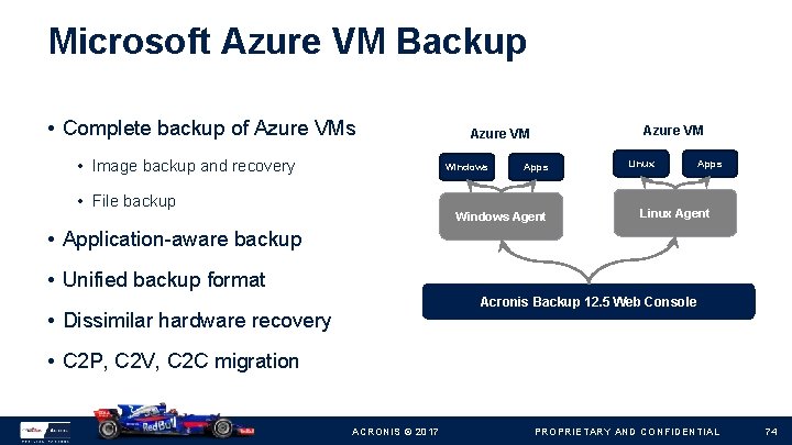 Microsoft Azure VM Backup • Complete backup of Azure VMs • Image backup and