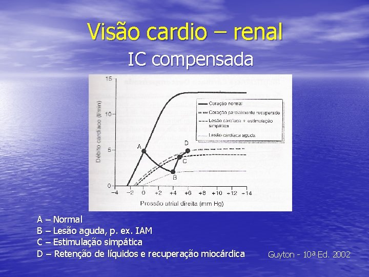 Visão cardio – renal IC compensada A – Normal B – Lesão aguda, p.