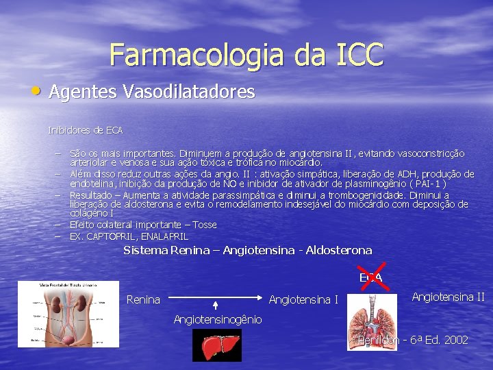 Farmacologia da ICC • Agentes Vasodilatadores Inibidores de ECA – São os mais importantes.