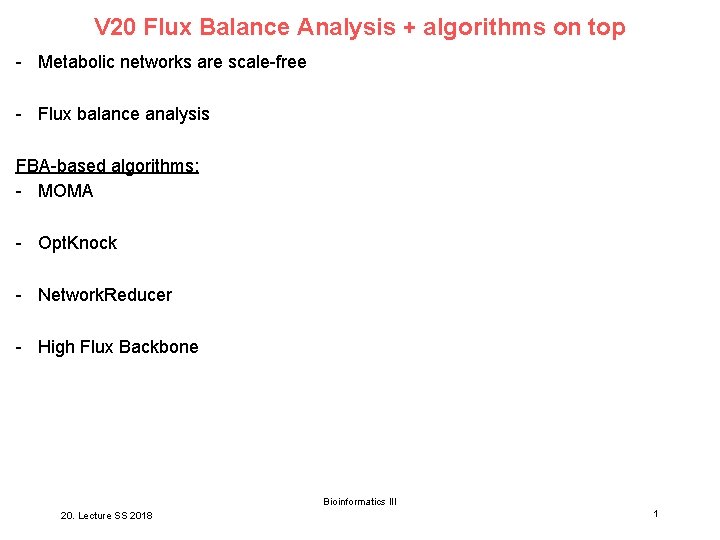 V Flux Balance Analysis on