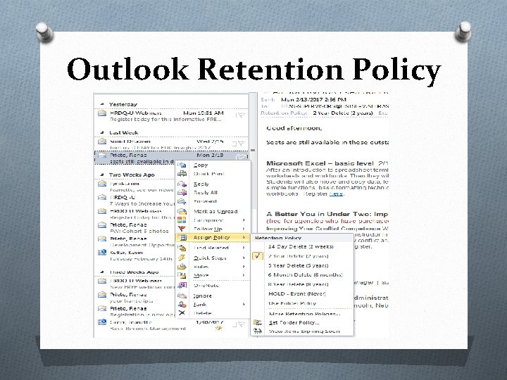 Outlook Retention Policy 
