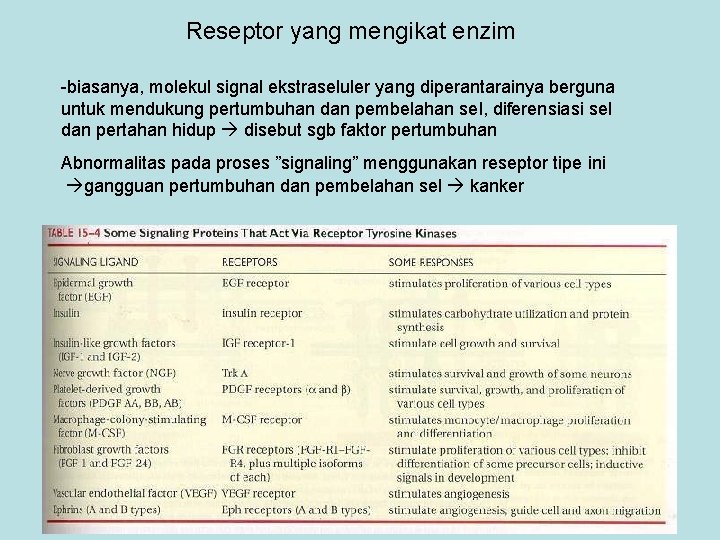 Reseptor yang mengikat enzim -biasanya, molekul signal ekstraseluler yang diperantarainya berguna untuk mendukung pertumbuhan