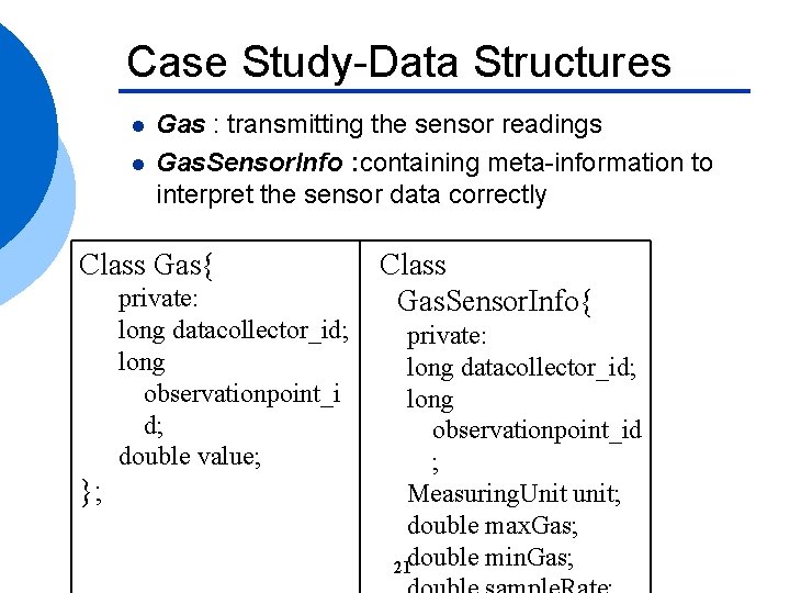 Case Study-Data Structures l l Gas : transmitting the sensor readings Gas. Sensorlnfo :