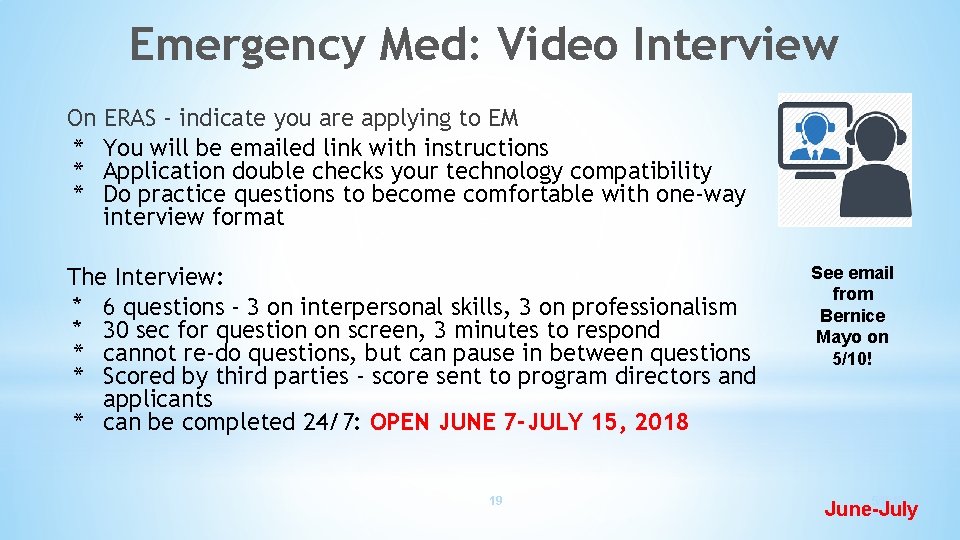 Emergency Med: Video Interview On ERAS - indicate you are applying to EM *