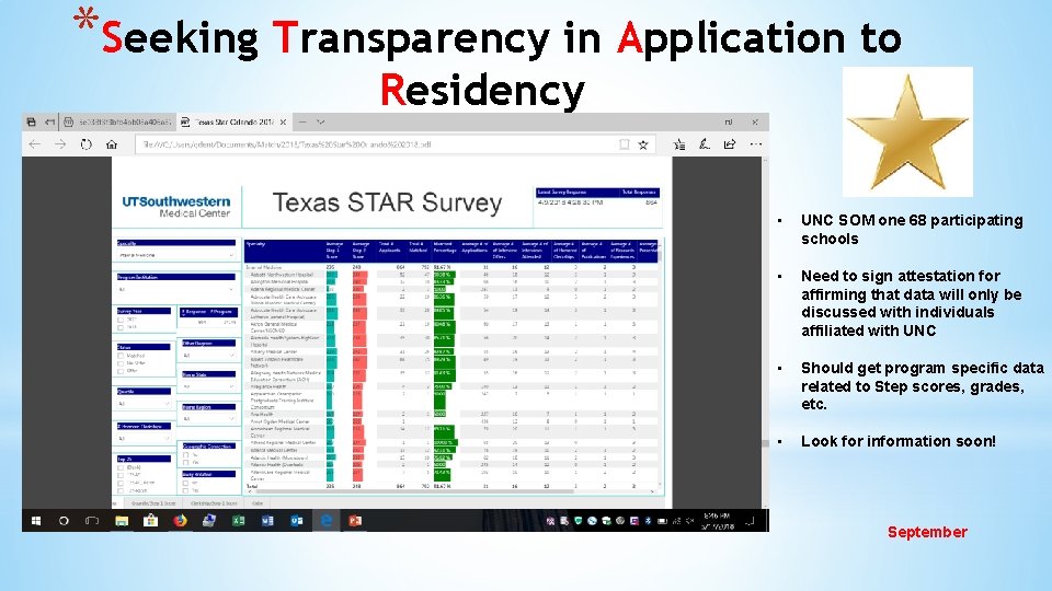 *Seeking Transparency in Application to Residency • UNC SOM one 68 participating schools •