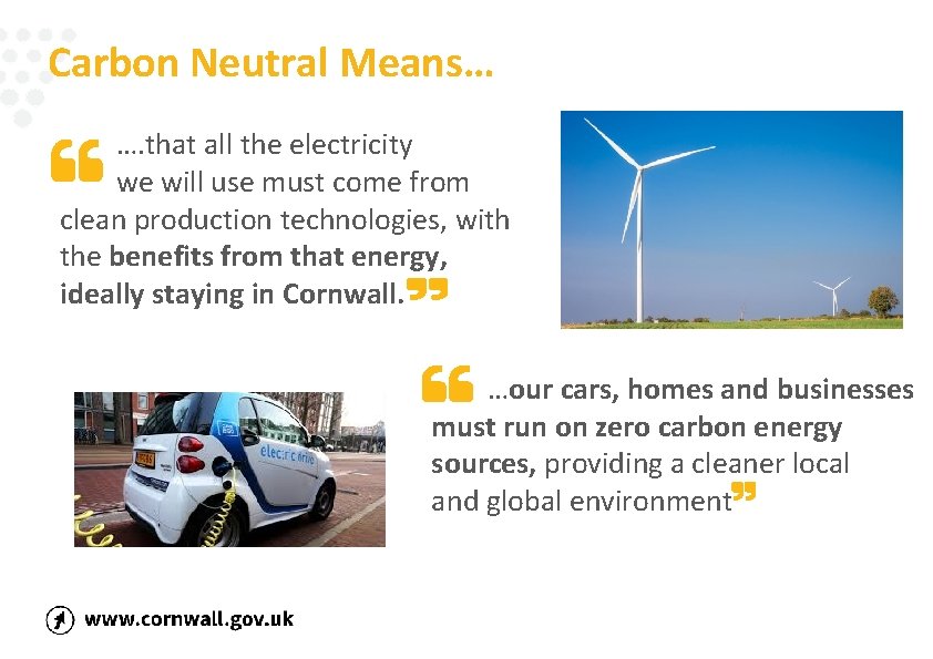 Carbon Neutral Means… …. that all the electricity we will use must come from
