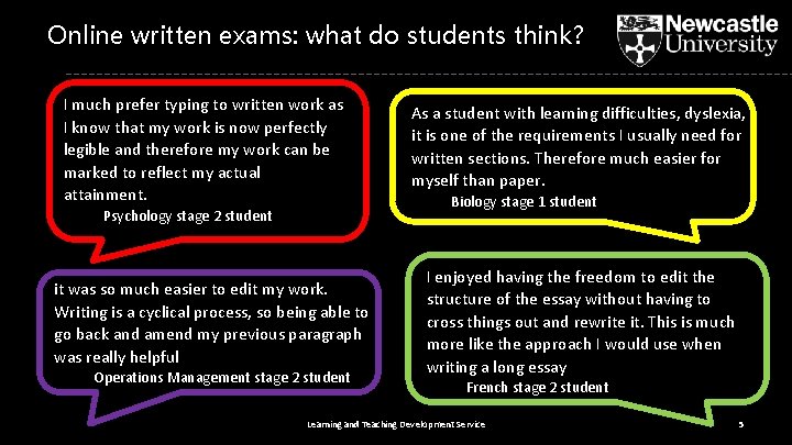 Online written exams: what do students think? I much prefer typing to written work